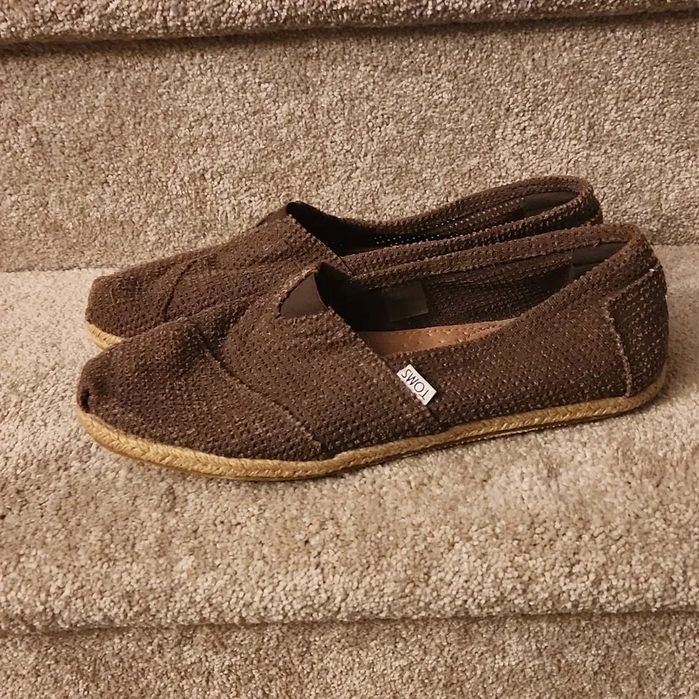Toms Brown Woven Slip-on Shoes Men's 9 Women's 10